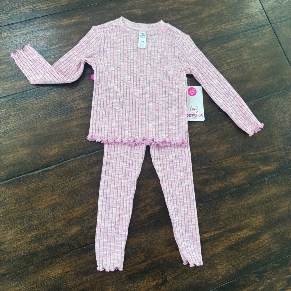 90 Degree By Reflex Pink Ribbed Knit Set